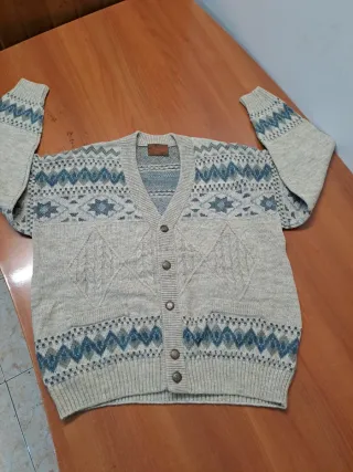Jersey vintage hombre beige y azul