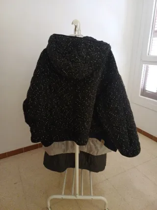 Chaqueta Zara Tweed Negra y Multicolor