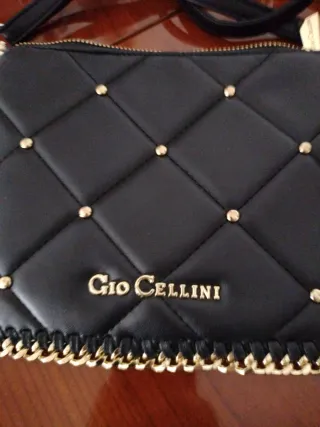Borsa Gio Cellini Nera con Dettagli Oro