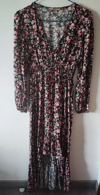 Vestido largo estampado floral Stradivarius