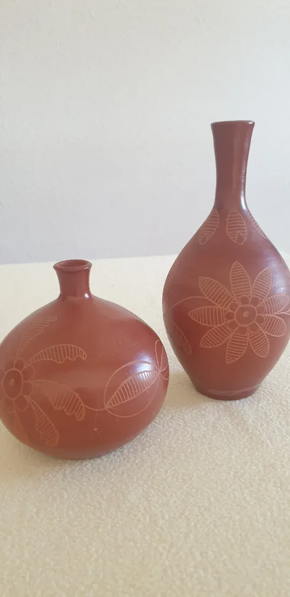 2 Jarrones artesanales de Terracota. Vintage