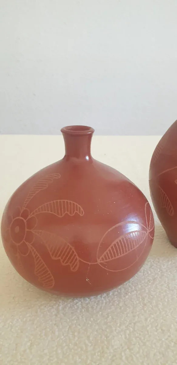 2 Jarrones artesanales de Terracota. Vintage