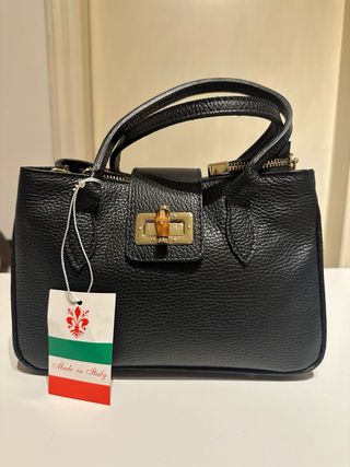 Borsa vera pelle Made in Florence Nera nuova