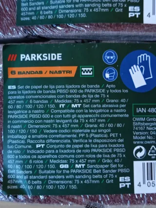 Lijas PARKSIDE 75 x 457 mm 12 unid