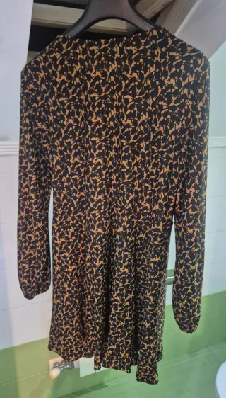 Vestido Estampado Lefties Negro Naranja