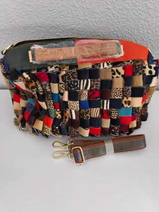 Bolso piel patchwork señora