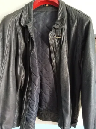 Cazadora Piel Hombre Negra