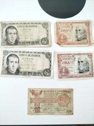Lote 5 Billetes Españoles Pesetas