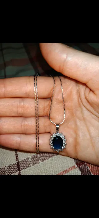 Collana Argento 925 Lady Diana Blu