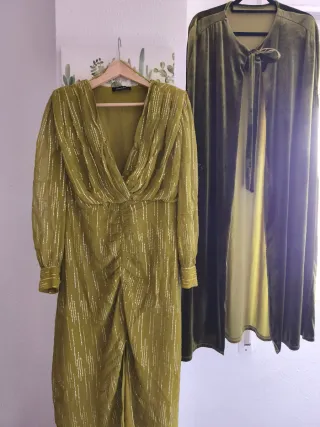 Vestido verde oliva talla M ideal para eventos