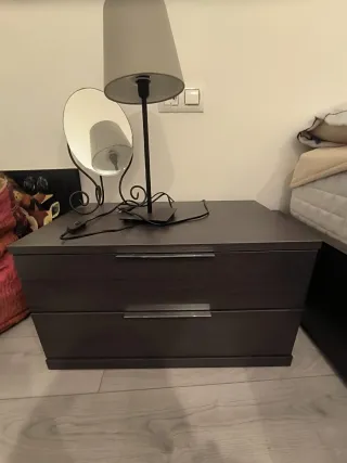 Mesitas de noche matrimonio madera y metal