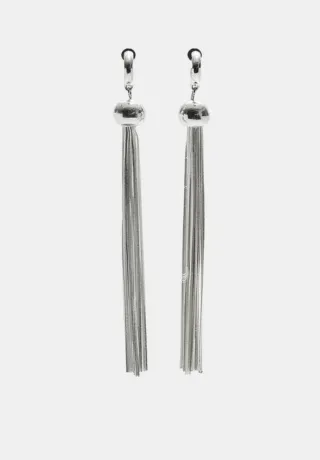 Pendientes Stradivarius largos plateados