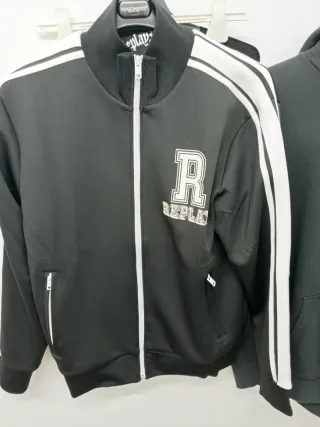 Chaqueta Replay Negra con Rayas Blancas
