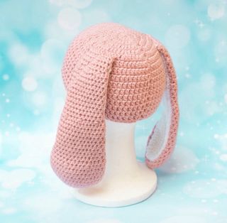 Berretto coniglietto rosa e bianco per bambini