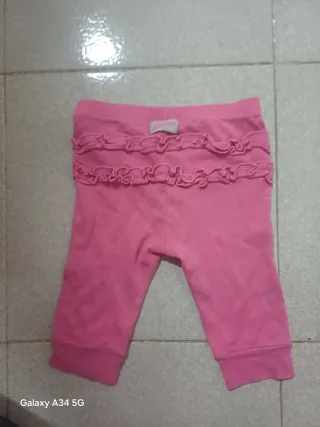 Pantaloni bimba 3-6 mesi rosa con rouches