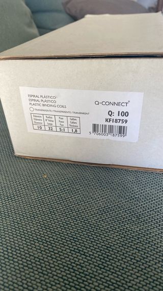 Espiral Plástico Encuadernación Transparente