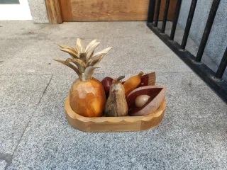 Cesta Fruta Madera Decorativa