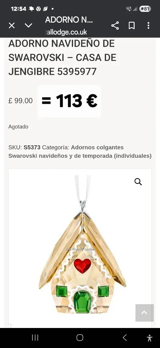 Adorno Casita Swarovski Navidad