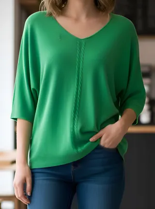 Jersey Punto Verde Manga Murciélago Oversize