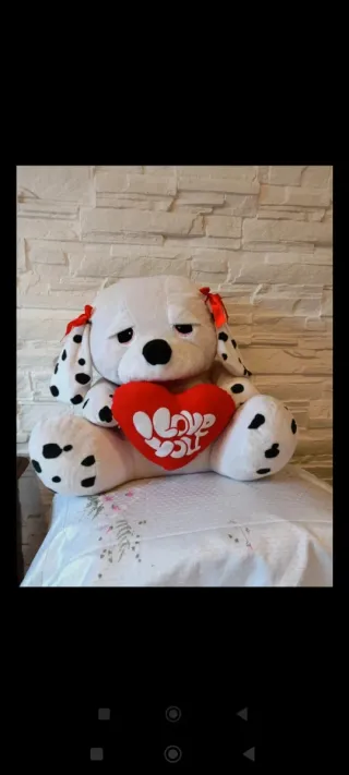 Peluche cane dalmata con cuore I Love You