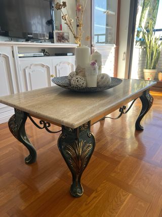 Tavolino in marmo e metallo 110x60