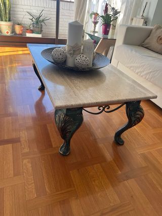 Tavolino in marmo e metallo 110x60