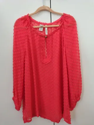 Blusa Mango plumeti roja Talla XS