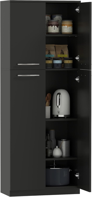 Credenza Cucina, Mobile Dispensa con 2 Armadietti,