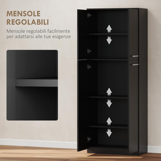 Credenza Cucina, Mobile Dispensa con 2 Armadietti,