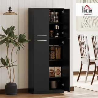 Credenza Cucina, Mobile Dispensa con 2 Armadietti,