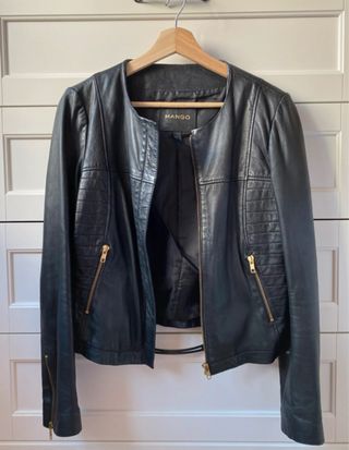Chaqueta cuero Mango negra