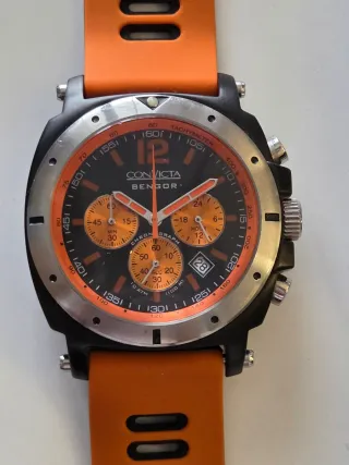Reloj Convicta Bengor Cronógrafo Naranja Negro