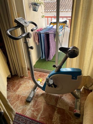 Bicicleta Estática Gris y Azul