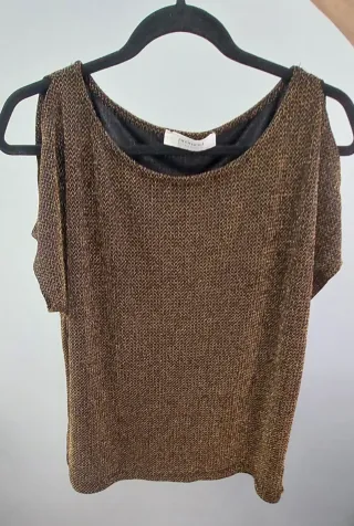 Blusa fiesta Promod negra y dorada Talla S