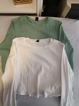 2 Camisetas Manga Larga Verdes y Blancas