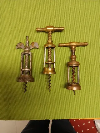 Set 3 cavatappi antichi in ottone