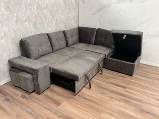 Sofá cama gris de tela - tercio Pelo ! NuevoS!