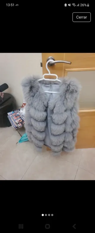 Chaleco pelo zorro gris talla m