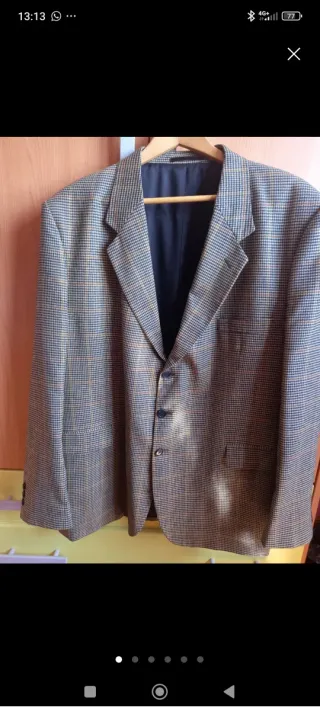 Chaqueta Americana Hombre Marrón y Gris