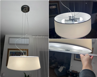 Lampadario Ideal-lux rotondo tessuto metallo