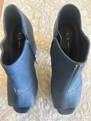 Botines Armani Tacón Plataforma Negro y azules