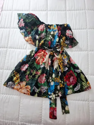 Abito floreale monospalla + coprispalle in regalo