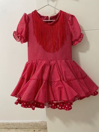 Traje de flamenca niña rojo lunares cortito