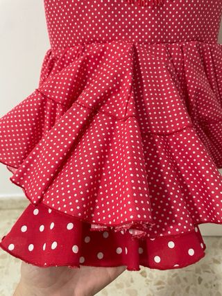 Traje de flamenca niña rojo lunares cortito