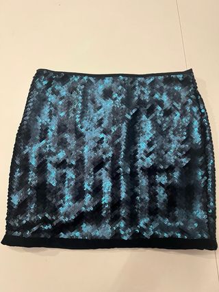 Falda corta lentejuelas negro y turquesa