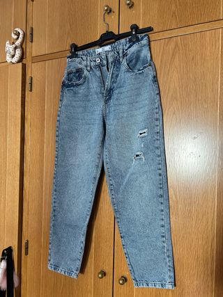 Vaqueros Mom Desgastados Azul