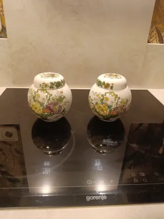 Pareja Jarrones Porcelana Inglesa Florales