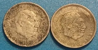 2 Monedas Franco Caudillo de España 1957