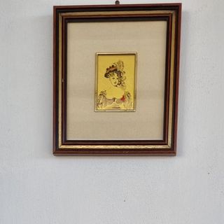 Quadretto Retrò Ritratto Dama Fondo Oro