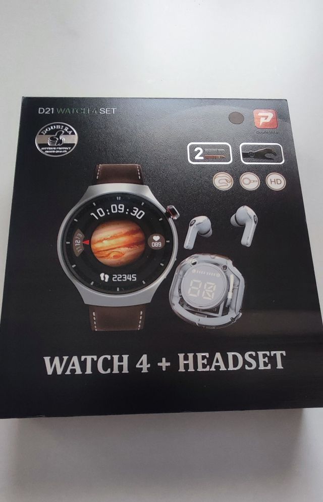 Smartwatch D21 + 2 correas + auriculares